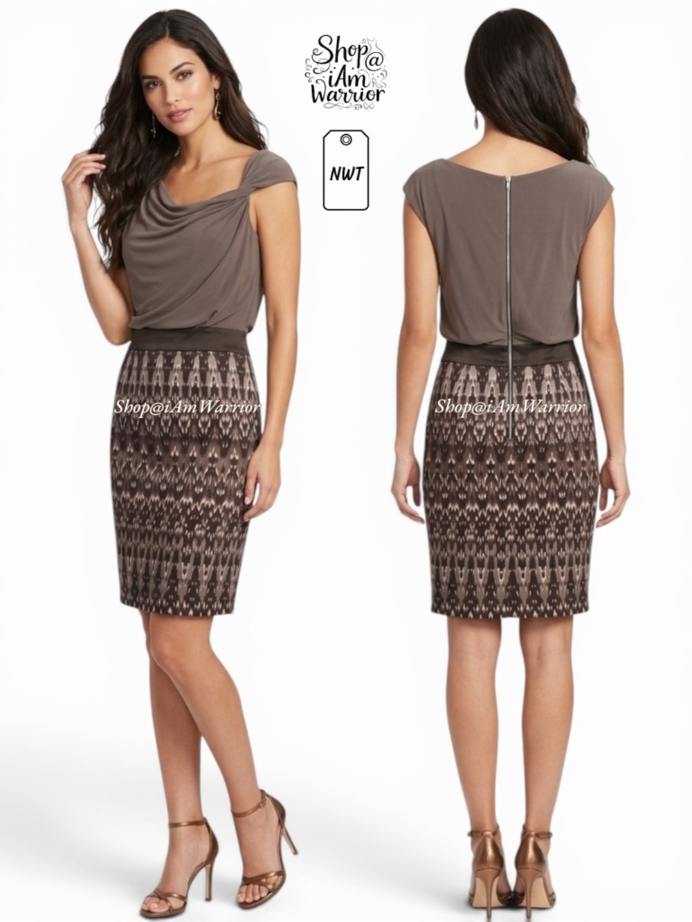 Suzi Chin NWT draped twist shoulder dress *shop@iamwarrior